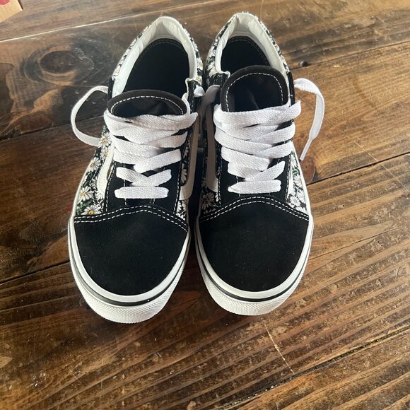Vans Old Skool Daisy Black and White Shoes Girls Size 3 - Picture 3 of 6